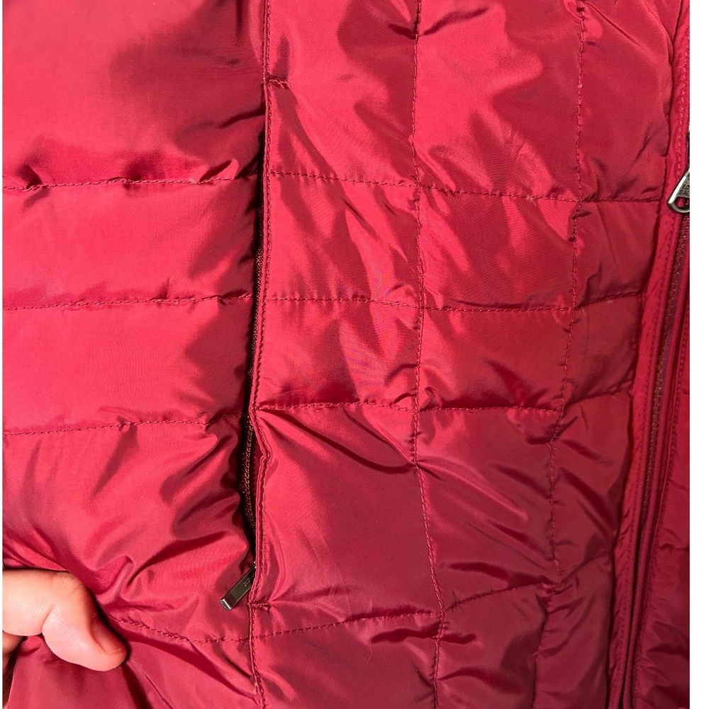 Eddie Bauer Puffer Vest Women's XL Red Quilted Goose Down Full Zip Fleece Collar - Picture 2 of 10